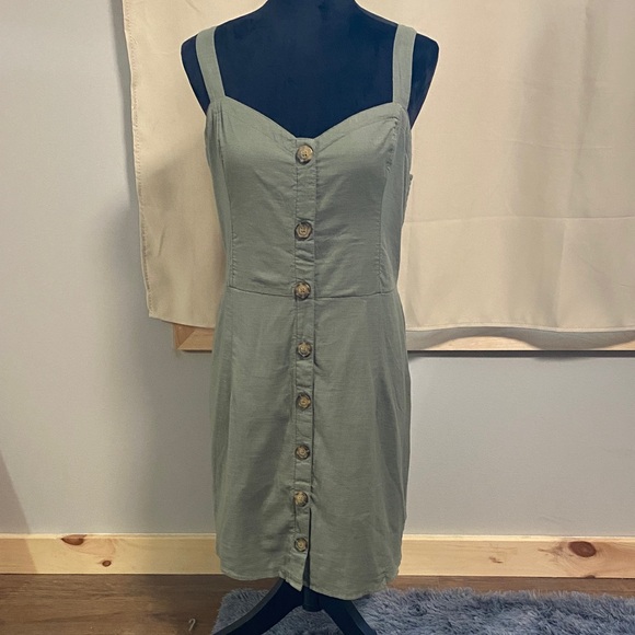 Abercrombie & Fitch Dresses & Skirts - Abercrombie & Fitch Sage Green Button-Front Mini Dress